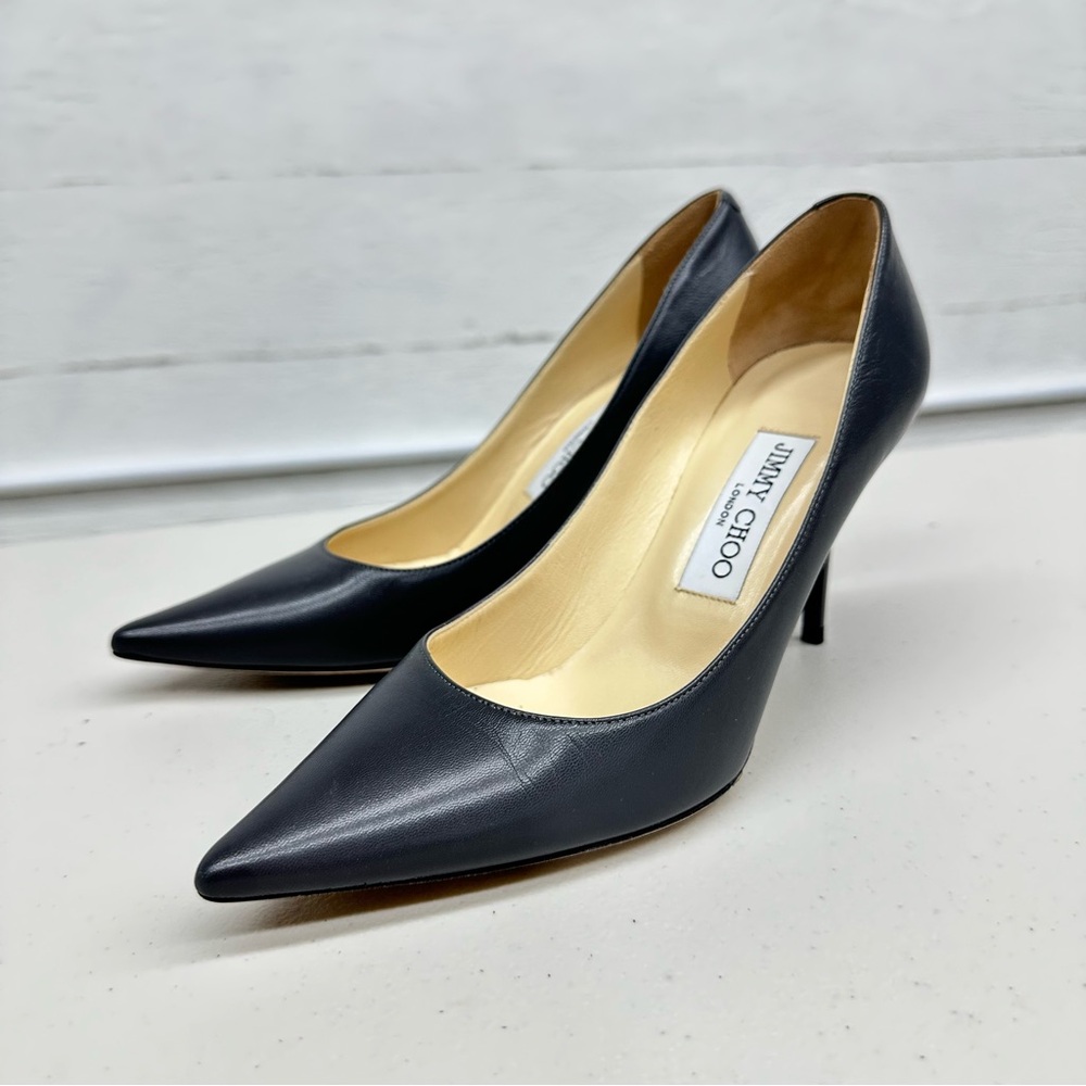 Jimmy Choo - ROMY 85 pumps kid leather - dark gray - 36 1/2 (6.5 US)